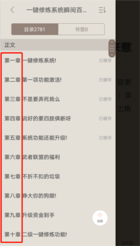 小说目录列表界面